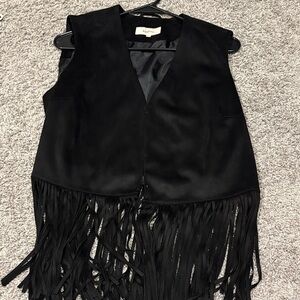 Wildflowers Black Fringe Vest